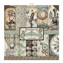 STAMPERIA VOYAGES FANTASTIQUES BLOC PAPIERS 30 CM X 30 CM