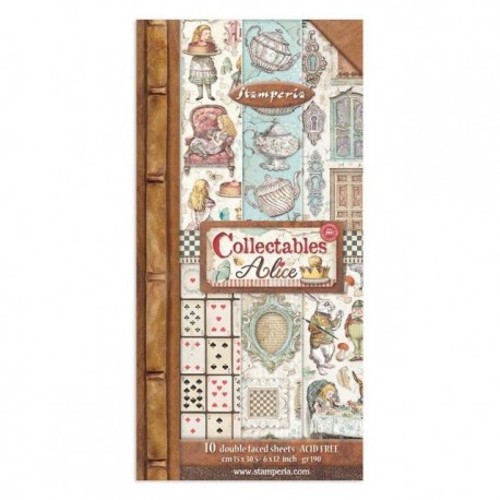 STAMPERIA ALICE COLLECTABLES BLOC PAPIERS 15 CM X 30 CM