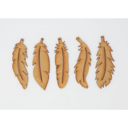 PLUMES OISEAUX EN BOIS 5 PIECES