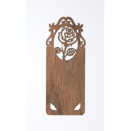 MARQUE PAGE ROSE EN BOIS FONCE