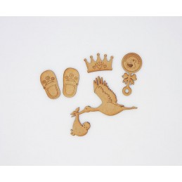 CIGOGNE EN VOL SET D'EMBELLISSEMENTS FILLE EN BOIS