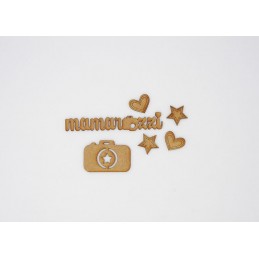 SET MAMARAZZI APPAREIL PHOTO 6 PIECES EN BOIS