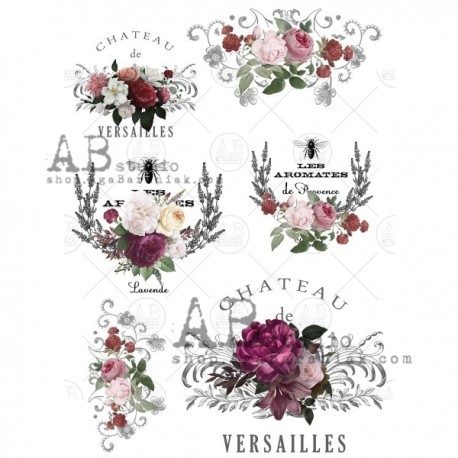 DECOUPAGE PAPIER DE RIZ N° 0635 VERSAILLES FLEURS AB STUDIO