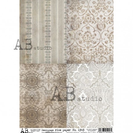 DECOUPAGE PAPIER DE RIZ N°1343 MOTIFS BAROQUES AB STUDIO