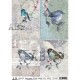 PAPIER DE RIZ N°1244 CARTES 4 OISEAUX AB STUDIO