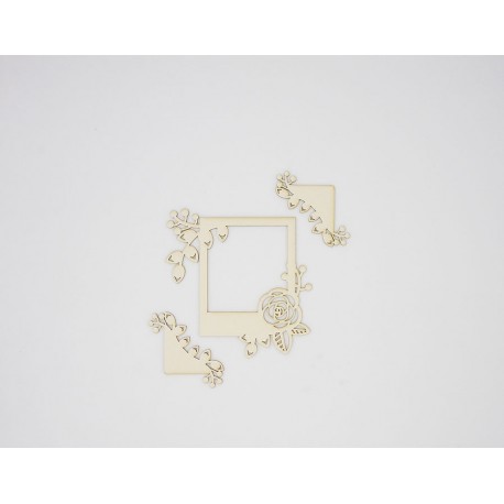 CADRE RECTANGLE ROSE ET BAIES + 2 ANGLES EN CARTON