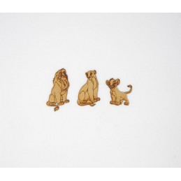 LIONS FAMILLE 3 PIECES EN BOIS