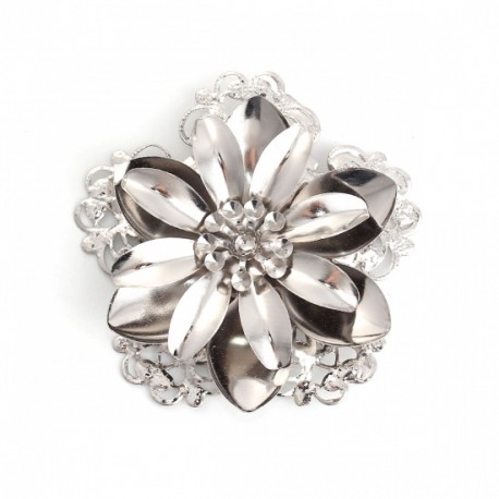 FLEUR METAL GRANDES ET PETITES PETALES COLORIS ARGENT