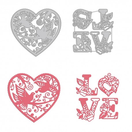 MATRICES DE COUPE COEUR ET LETTRES LOVE 5 PIECES