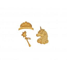 LICORNE COURONNE BAGUETTE 3 PIECES EN BOIS