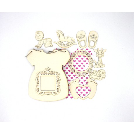 KIT ALBUM PHOTOS A PERSONNALISER ROBE BEBE ET 14 PAPIERS