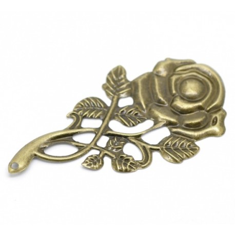 ROSES SUR TIGE EN METAL 2 PIECES COLORIS BRONZE
