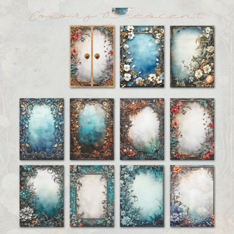 IMAGES COLORFUL DESCENT POUR, ART ET JUNK JOURNAL.10 PIECES 10 CM x 14 CM