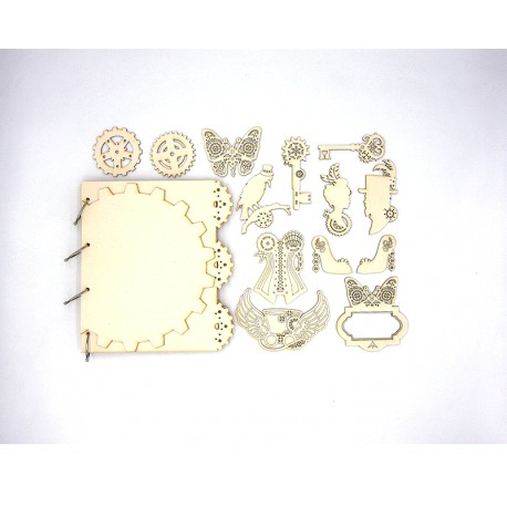 KIT ALBUM PHOTOS A PERSONNALISER STEAMPUNK ET PAPIERS