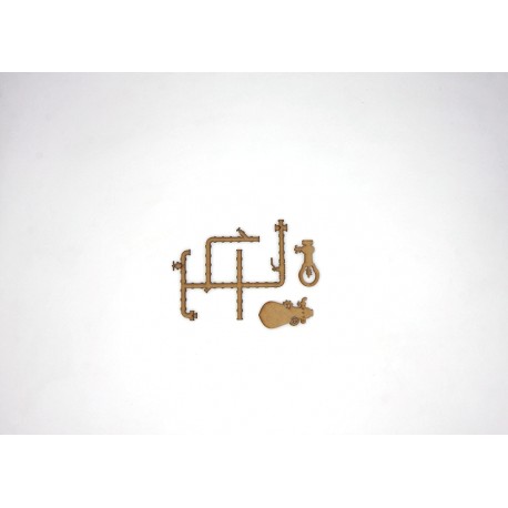 ELEMENT TUYAUTERIE ET 2 AMPOULES EN BOIS