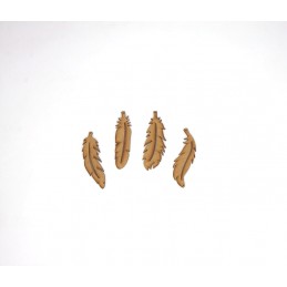PLUMES OISEAU EN BOIS 4 PIÈCES