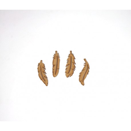PLUMES OISEAU EN BOIS 4 PIÈCES