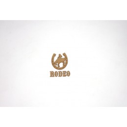 COW BOY DANS FER A CHEVAL ET MOT RODEO EN BOIS