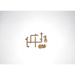 ELEMENT TUYAUTERIE ET 2 AMPOULES EN BOIS