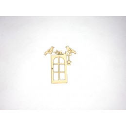 PORTE BRANCHE NICHOIR ET 2 OISEAUX EN CARTON