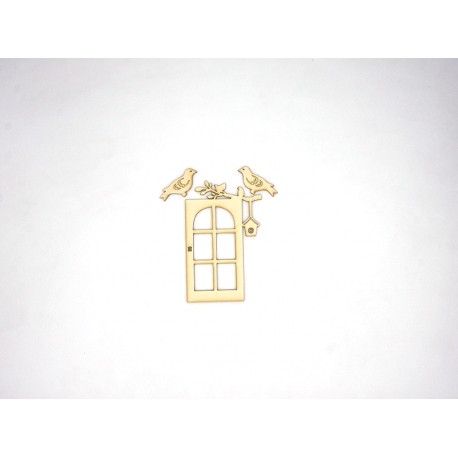 PORTE BRANCHE NICHOIR ET 2 OISEAUX EN CARTON
