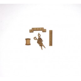 METRES CISEAUX BOBINE EN BOIS 4 PIECES