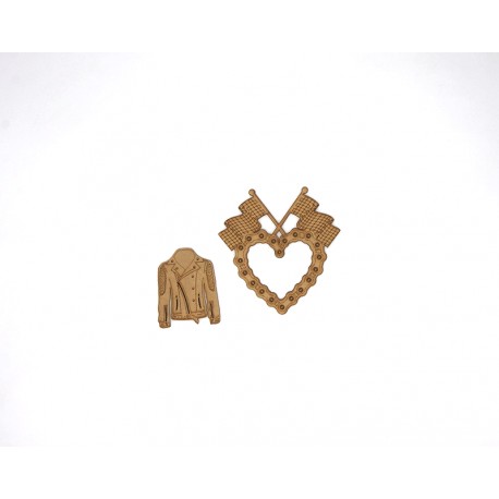 CADRE COEUR DRAPEAUX ET BLOUSON EN BOIS