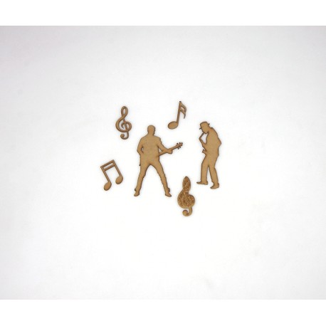 MUSICIENS ET NOTES EN BOIS