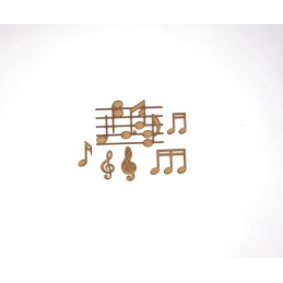 PLAQUE LIGNES DE MUSIQUE ET NOTES 6 PIECES EN BOIS