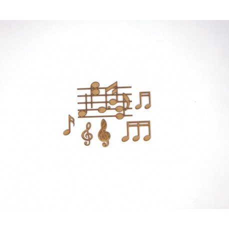 PLAQUE LIGNES DE MUSIQUE ET NOTES 6 PIECES EN BOIS