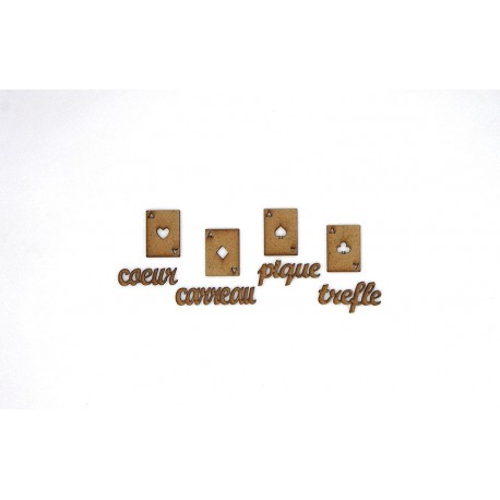 CARTES DE JEUX ET MOTS 8 PIECES EN BOIS