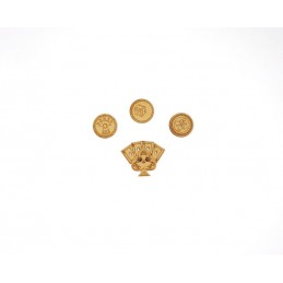 CARTES DE JEUX ET JETONS 4 PIECES EN BOIS