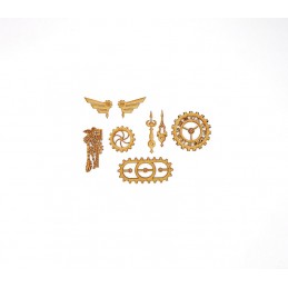 STEAMPUNK SET CADRAN CHAINE VELO AILES EN BOIS 8 PIECES