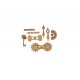 STEAMPUNK SET DEMI CADRAN ENGRENAGE CLE EN BOIS 8 PIECES