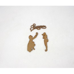 PHOTOGRAPHES ET MOT EN BOIS 3 PIECES