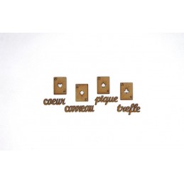 CARTES DE JEUX ET MOTS EN BOIS 8 PIECES
