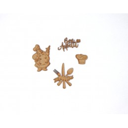 CHEF CUISINIER SET 4 PIECES EN BOIS