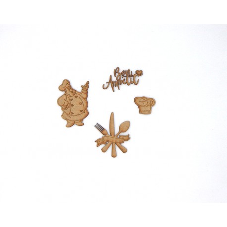 CHEF CUISINIER SET 4 PIECES EN BOIS