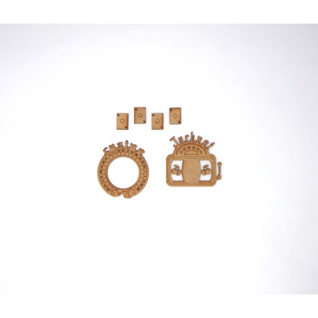 CASINO JACKPOT ET CARTES A JOUER EN BOIS 6 PIECES