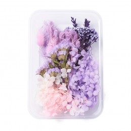 FLEURS SECHEES BOITE 11.5 CM X 16.5 CM COLORIS VIOLET MAUVE ROSE