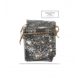 SACHETS ORGANZA 5 PIECES COLORIS NOIR DORE