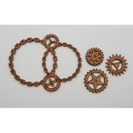 CADRE ROND CHAINE STEAMPUNK ET ROUAGES