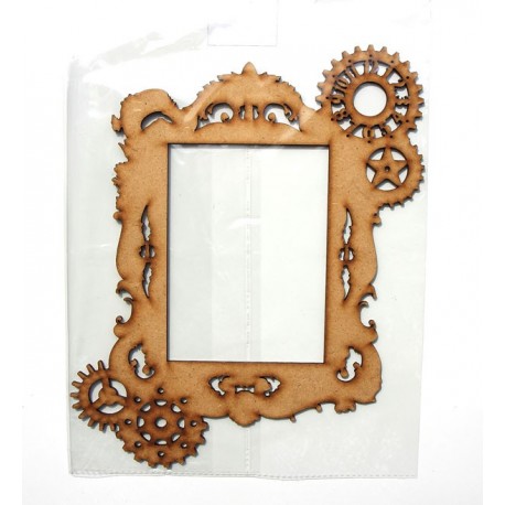 CADRE RECTANGLE STEAMPUNK EN BOIS