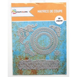 MATRICES DE COUPE CADRES RONDS MOTIFS D'ANGLE RUBAN 10 PIECES